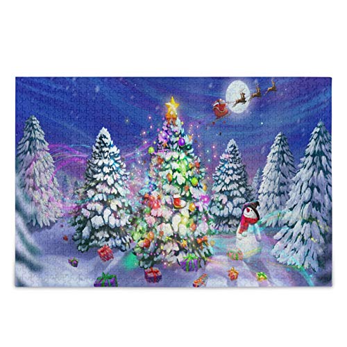 IGHSNZUH Frohe Weihnachten Baum Schneemann Puzzle Frohes Neues Jahr 500 Teile Puzzles Pädagogisches Intellektuelles Dekomprimierungsspaßspiel Für Kinder Erwachsene Heimwanddekoration von IGHSNZUH