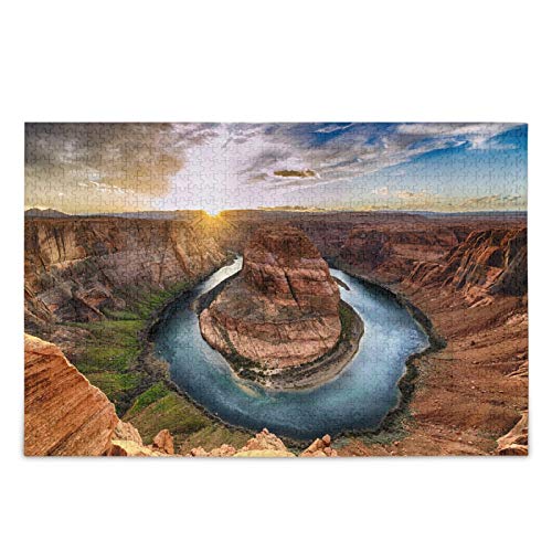 IGHSNZUH Grand Canyon National Park Jigsaw Puzzle Sonnenuntergang Moment Horseshoe Bend 500 Stück Rätsel Lernte Intellektuell Dekomprimierende Lustige Spiele Für Kinder Erwachsene Heimwandwand Dekor von IGHSNZUH