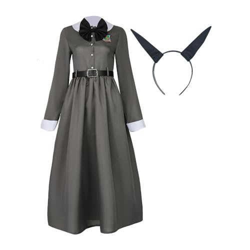 IGHSNZUH Kaiju Nr. 8 Anime-Cosplay-Kostüm, komplette Sets, KIKORU SHINOMIYA, Cosplay-Uniform, Kleider mit Gürtel und Kopfbedeckung for Damen, Halloween, Anime-Rollenspiel-Outfits(Dresses,2pcs) von IGHSNZUH