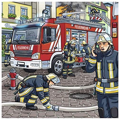 IGHSNZUH Kreative Puzzles 1000 Teile, Intellektuelle Holzpuzzles Feuerwehrauto Feuerwehrleute Lernspielzeug 50X75Cm von IGHSNZUH