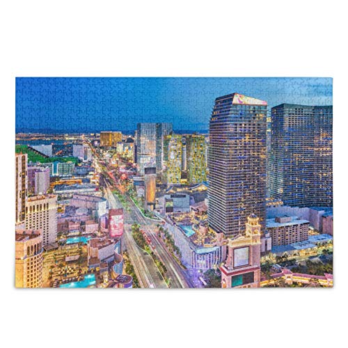 IGHSNZUH Las Vegas Nevada Jigsaw Puzzle Usa Cityscape Abend 1000 Stück Rätsel Lernte Intellektuell Dekomprimierende Lustige Spiele Für Kinder Erwachsenen Heimwand Dekor von IGHSNZUH