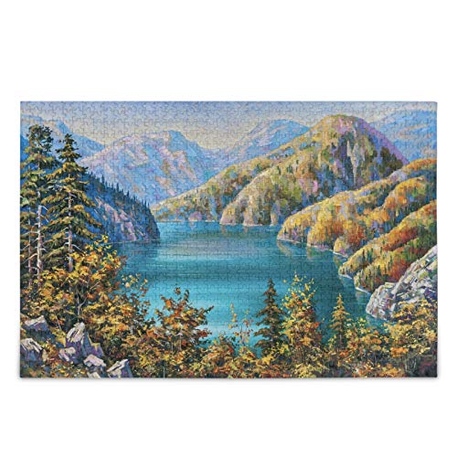 IGHSNZUH Malerische Lake Ritsa Puzzle Puzzle Herbst Mountain 500 Stück Rätsel Pädagogische Intellektuelle Dekomprimierende Lustige Spiel Für Kinder Erwachsene Home Wanddekoration von IGHSNZUH