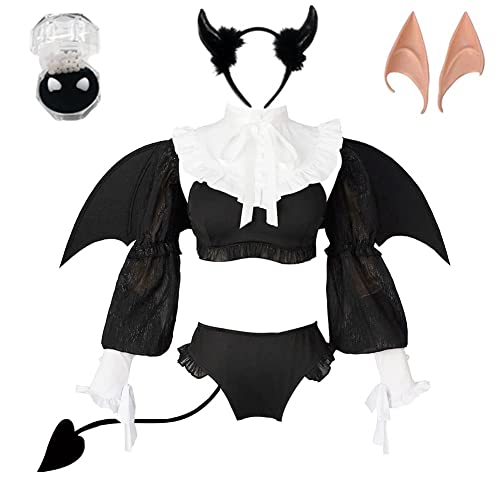 IGHSNZUH My Dress-Up Darling Bunny Kostüm Kitagawa Marin Cosplay Kostüm JK Schuluniform Dienstmädchen Rock Outfits Halloween Karneval Anzug(Black-white,2pcs) von IGHSNZUH