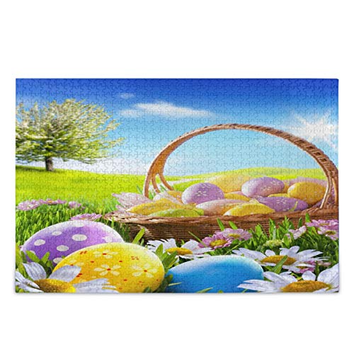 IGHSNZUH Ostereier-Korb-Puzzle, Niedliches Häschen-Tier, 500 Teile, Puzzle, Pädagogisch, Intellektuell, Dekomprimierend, Lustiges Spiel Für Kinder, Erwachsene, Heim-Wanddekoration von IGHSNZUH