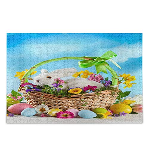 IGHSNZUH Osterhasen-Puzzle, Frühlingsblumen, Blumenmuster, 500 Teile, Pädagogisch, Intellektuell, Dekomprimierend, Lustiges Spiel Für Kinder, Erwachsene, Heimwanddekoration von IGHSNZUH