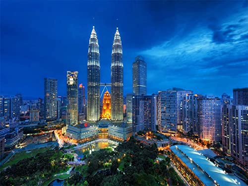 IGHSNZUH Puzzle 1000 Teile Für Erwachsene, Kuala Lumpur Landschaftsbild Lernspiel Holzpuzzle Für Kinder, Heimdekoration von IGHSNZUH