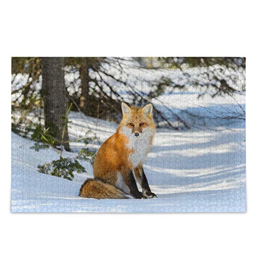 IGHSNZUH Rotfuchs-Männchen, Schnee Im Winter, Puzzle, Weihnachtsbaum, Wald, 500 Teile, Puzzle, Pädagogisch, Intellektuell, Dekomprimierend, Lustiges Spiel Für Kinder, Erwachsene, Heim-Wanddekoration von IGHSNZUH