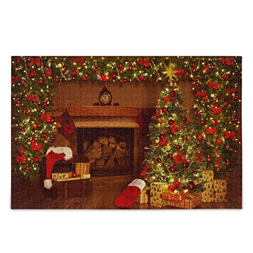 IGHSNZUH Weihnachtskamin-Puzzle, Weihnachtsbaum, 1000 Teile, Pädagogisch, Intellektuell, Dekomprimierend, Lustiges Spiel Für Kinder Und Erwachsene, Heim-Wanddekoration von IGHSNZUH