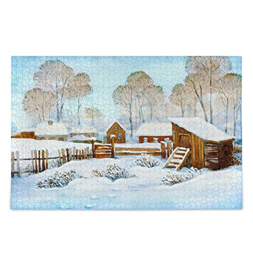 IGHSNZUH Winter-Bunter Weißer Schnee-Puzzle, Weihnachtshaus, 500 Teile, Pädagogisch, Intellektuell, Dekomprimierend, Lustiges Spiel Für Kinder, Erwachsene, Heim-Wanddekoration von IGHSNZUH