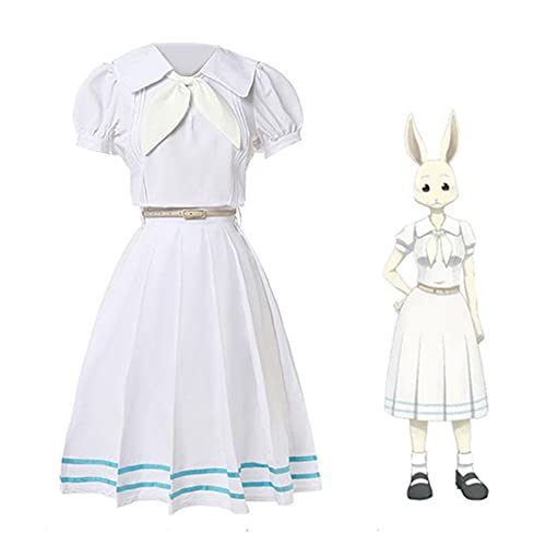 Japanisches Anime Cosplay Kostüm Schuluniform Kleid Beastars Cosplay Haru Weißes Kaninchen Mädchen Frauen Mädchen Langes Kurzarmkleid JK Uniformen Outfits Anzüge Halloween Sets(Haru Long,2pcs) von IGHSNZUH