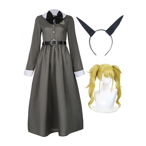 Kaiju Nr. 8 Anime-Cosplay-Kostüm, komplette Sets, KIKORU SHINOMIYA, Cosplay-Uniform, Kleider mit Gürtel und Kopfbedeckung for Damen, Halloween, Anime-Rollenspiel-Outfits(Dresses With Wig,2pcs) von IGHSNZUH