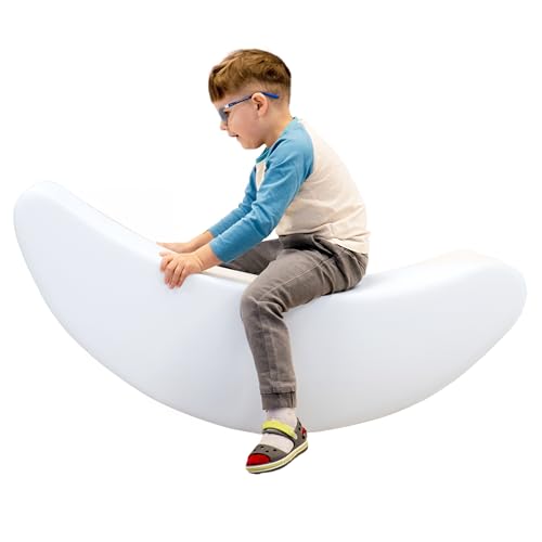 IGLU Soft Play Rocker Bananenform, großes Schaukelpferd, Hobby-Spielzeug für Kinder im Alter von 1–7 Jahren, Montessori, offenes Ende, Weiß von IGLU SOFT PLAY