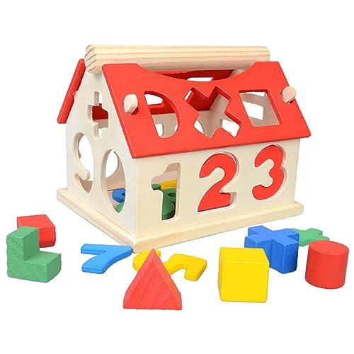 IHEHUA Holz Puzzle Baustein Spielzeug Smart Haus Digitale Baby Pädagogisches Spielzeug Eltern Kind Spielzeug Kinder Geschenke Baby Kleinkindspielzeug (Red, One Size) von IHEHUA