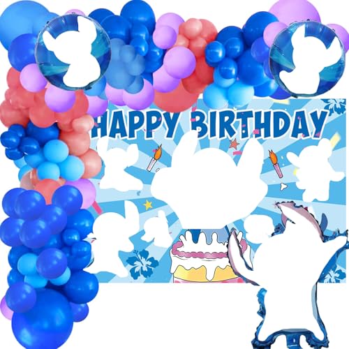 Geburtstagsdeko Luftballons Girlande Blau Lila Rosa 116 Stück Deko Geburtstag Folienballon Happy Birthday Hintergrund für Kindergeburtstag, Thema Party, Babypartys von IHLOOTD