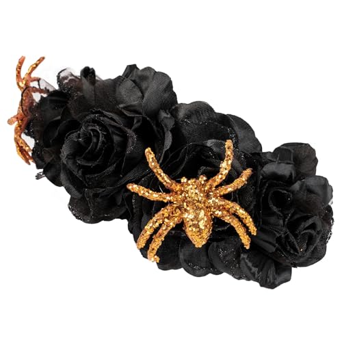 Halloween Haarreif Damen Halloween Kostüm Haarschmuck Glitzer Spinne Rose Kopfschmuck für Erwachsene Kinder Halloween Party, Masquerade, Cosplay (C) von IHLOOTD