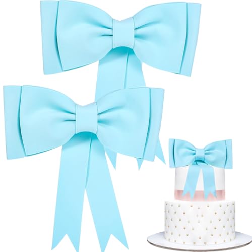 Schleifen Kuchen Deko 2 Stück Cake Topper Schleifen Schleifen Tortendeko Hochzeitstorte Deko FüR Geburtstag, Hochzeit, Party (Blau) von IHLOOTD