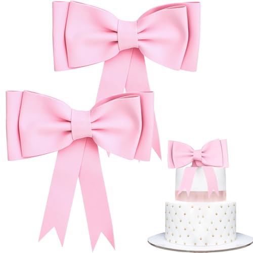 Schleifen Kuchen Deko 2 Stück Cake Topper Schleifen Schleifen Tortendeko Hochzeitstorte Deko FüR Geburtstag, Hochzeit, Party (Rosa) von IHLOOTD