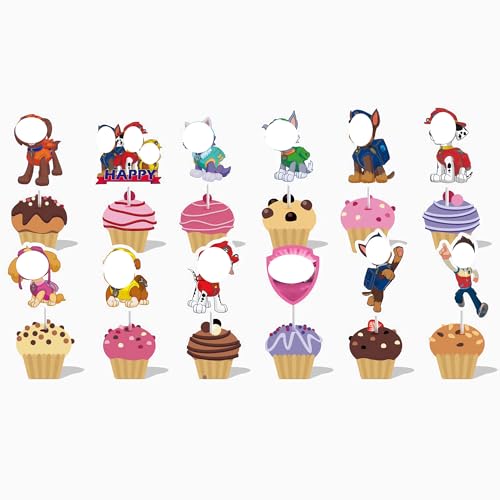 Tortendeko Hund 36 Stück Cake Topper Geburtstag Dog Cupcake Deko Dogs Muffin Dekoration Welpen Geburtstagskuchen Dekorationen für Kindergeburtstag, Welpe Thema Party, Babyparty (A) von IHLOOTD