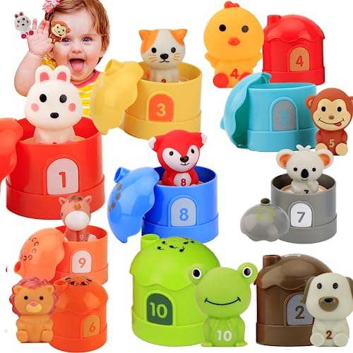 IIFONII Baby Spielzeug 1 2 3 Jahr - 20PCS Tierfiguren Fingerpuppen Montessori Spielzeug | Motorikspielzeug Lernspielzeug Spielzeug | Geschenk für Junge und Mädchen ab 1 2 3 Jahr von IIFONII