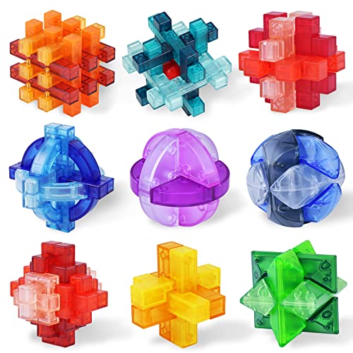 IIROMECI 9 Denksportpuzzle für Kinder und Erwachsene, IQ Spiele Geduldspiel Knobelspiele Spielzeug, 3D Puzzle Spiele Geschicklichkeitsspiel, Denkspiel Puzzle für Jungen und Mädchen (9PCS Set) von IIROMECI