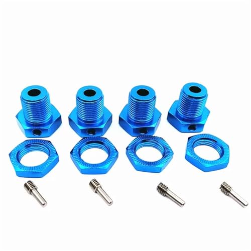 FYUtWh 4er-Pack 17-mm-Metallrad-Sechskantnaben-Reifenadaptermutter 5 mm, kompatibel mit verschiedenen RC-Automodellen im Maßstab 1:10 RC Auto Zubehör(Blue) von IJOSADON