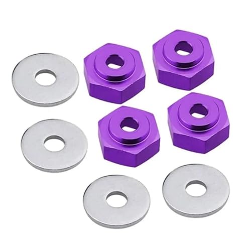 IJOSADON 12mm bis 17mm Radadapter Antriebsnabe Combiner Sechskant Sechskantloch 6mm Teile geeignet Kompatibel mit 1/10 1/8 Scale RC Car Buggy(Purple) von IJOSADON