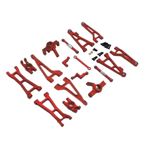 IJOSADON 16207 16208 16209 16210 Metall Suspension Arm Lenkung Tasse Link Stange Set Kompatibel mit 1/16 Skala RC Autos Upgrade Teile(16208 RED) von IJOSADON