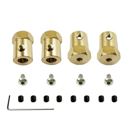 IJOSADON 4-teiliges Messing-Naben-Sechskant-Adapter-Set, 5 mm bis 12 mm, kompatibel mit verschiedenen RC-Automodellen C14 C24 C34 C44 B14 B24 B16 B36 D12 MN D91 96 99s Upgrade-Zubehör von IJOSADON