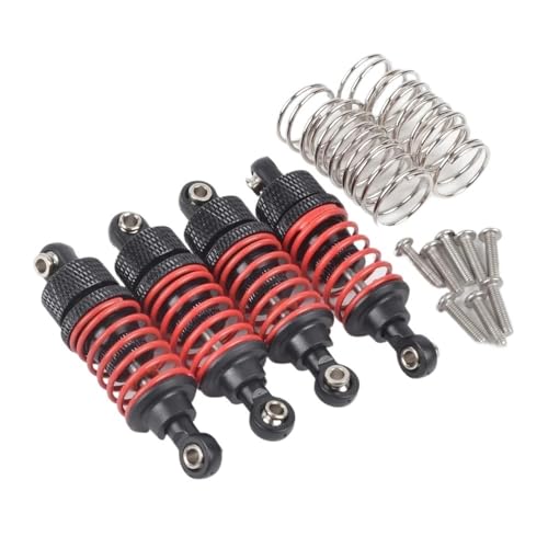 IJOSADON 4PCS Aluminium Öl Stoßdämpfer Kompatibel mit 1/10 RC On Road Drift Racing Autos Kompatibel Mit TT02 TT01 M05(Black - RED) von IJOSADON