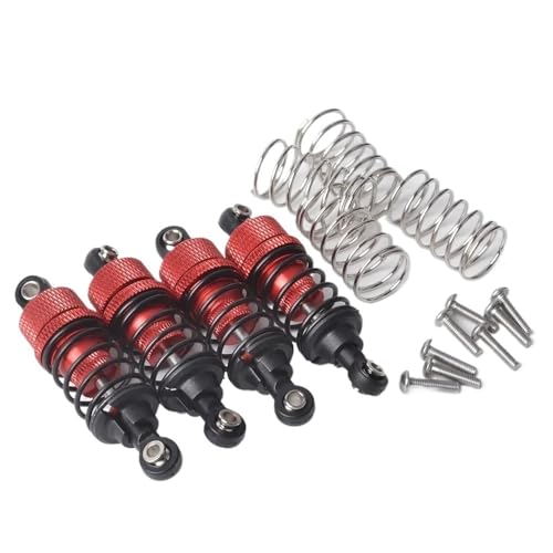 IJOSADON 4PCS Aluminium Öl Stoßdämpfer Kompatibel mit 1/10 RC On Road Drift Racing Autos Kompatibel Mit TT02 TT01 M05 RC Auto Zubehör(RED) von IJOSADON