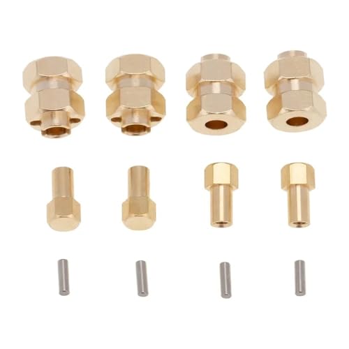 IJOSADON Aluminium-Messing-7-mm-Rad-Sechskant-Adapter Kompatibel mit 1/24 RC Crawler, kompatibel mit SCX24 AXI90081 AXI00002 AXI00001 AXI00004(Brass 8MM) von IJOSADON