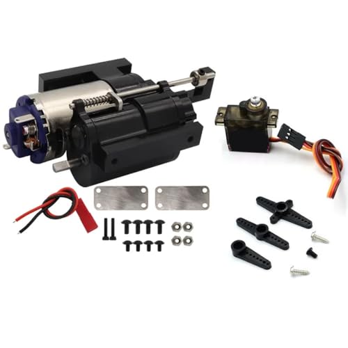 IJOSADON Drei-Generation-Metall-2-Gang-Getriebegetriebe mit Servo, kompatibel mit B1 B14 B24 C14 C24 MN D91 MN96 1/12 RC-Autoteilen RC Auto Zubehör(Black with SERVO) von IJOSADON