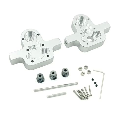 IJOSADON Getriebedeckel Getriebeteile Set Metall Upgrade Kompatibel mit RC Autos kompatibel mit MN D91 99 99s B14 B24 C14 C24 C34(Silver) von IJOSADON