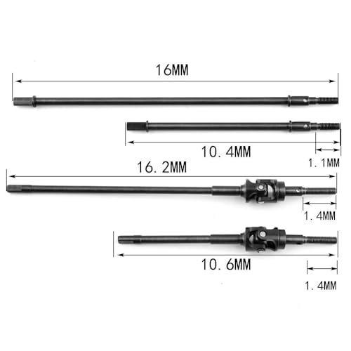 IJOSADON Hochleistungs-AR60-Vorder- und Hinterachswelle Kompatibel mit 1/10 RC-Crawler-Autos, kompatibel mit der Serie 90018 90020 90045 90048 90056 SMT10 RC Auto Zubehör(Front) von IJOSADON