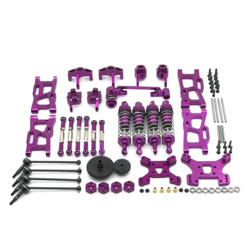 IJOSADON Kompatible Metall-Upgrade-Teile-Modifikationssätze Kompatibel mit 144001 144002 144010 124017 124019 RC Car Swing Arm Shock Absorber Set Zubehör(Purple) von IJOSADON