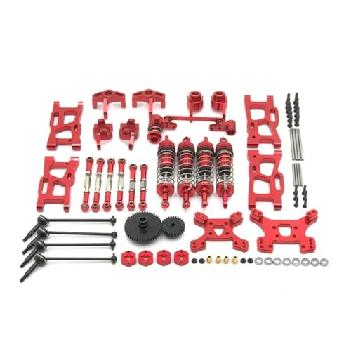 IJOSADON Kompatible Metall-Upgrade-Teile-Modifikationssätze Kompatibel mit 144001 144002 144010 124017 124019 RC Car Swing Arm Shock Absorber Set Zubehör(RED) von IJOSADON