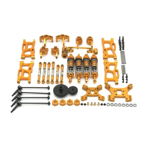 IJOSADON Kompatible Metall-Upgrade-Teile-Modifikationssätze Kompatibel mit 144001 144002 144010 124017 124019 RC Car Swing Arm Shock Absorber Set Zubehör RC Auto Zubehör(Yellow) von IJOSADON