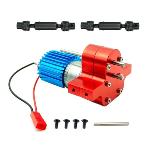 IJOSADON Metall 370 Motor Getriebe mit Antriebswelle kompatibel mit C14 C24 B24 B36 MN D99 MN99S Kompatibel mit RC Auto Teile Zubehör RC Auto Zubehör(RED) von IJOSADON