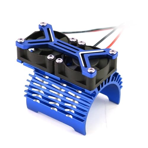 IJOSADON Metall Dual Lüfter Kompatibel mit 4068 4074 4082 4268 4274 Motoren Kühlkörper Kompatibel mit 1/7 1/8 RC Autos Upgrade Teile(Blue) von IJOSADON