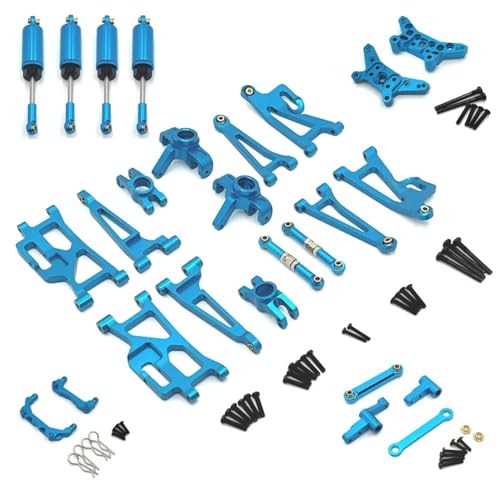 IJOSADON Metall-Lenkbecher, Nabenträger, oberer und unterer Schwingenarm-Set, Stoßdämpfer, kompatibel mit RC-Car-Upgrade-Teilen im Maßstab 1:14 RC Auto Zubehör(Blue) von IJOSADON