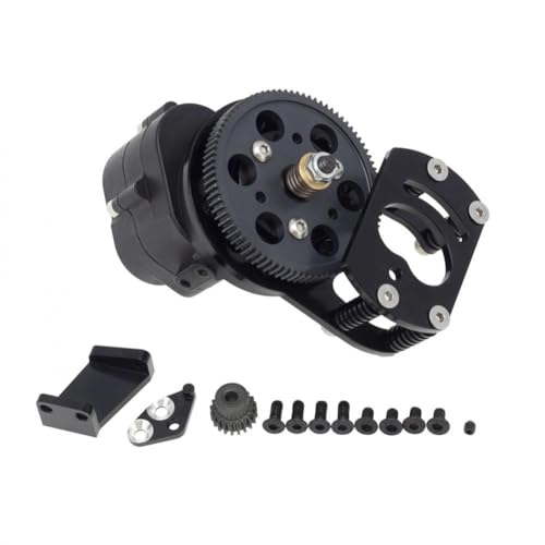 IJOSADON Metall R3 Single Speed ​​Getriebe mit Motor Getriebe Halterung Kompatibel mit 1/10 RC Crawler Auto kompatibel mit D110 Gelande 2(Black) von IJOSADON