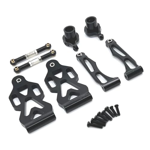 IJOSADON Metall Upgrade Vorderradschwinge Lenkbecher und Pleuel Kompatibel mit 1/16 kompatible RC-Car-Modelle 16101 16102 16103 16104 16106 16201 RC Auto Zubehör(Black) von IJOSADON