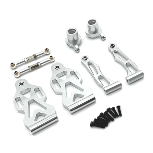 IJOSADON Metall Upgrade Vorderradschwinge Lenkbecher und Pleuel Kompatibel mit 1/16 kompatible RC-Car-Modelle 16101 16102 16103 16104 16106 16201 RC Auto Zubehör(Silver) von IJOSADON