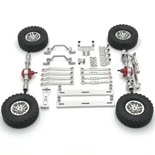 IJOSADON Metall Verbesserte Pedal Radnabe Zugstange Aufhängung Rahmen Ruder Basis Set Kompatibel mit 1/16 Skala RC Auto Teile(Silver) von IJOSADON