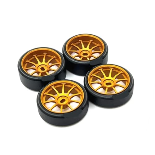 IJOSADON Metallradnabe und Draft-Logo-Reifen, kompatibel mit HGD1 -Q -D -Z DRZ 1/28 284131 K969 K979 K989 P929 RC Car Upgrade Wheels(GOLDEN) von IJOSADON