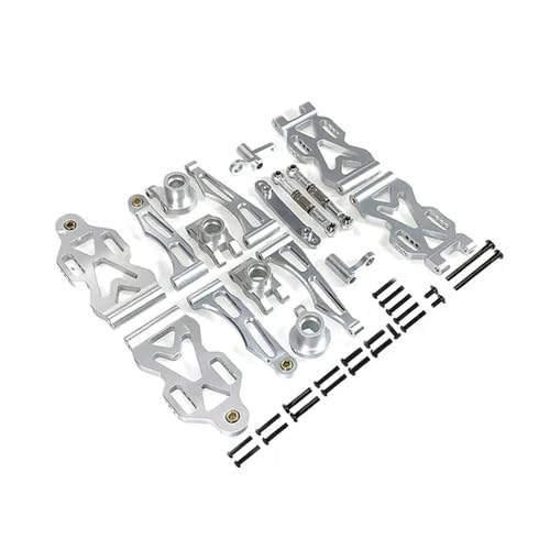 IJOSADON Upgrade Aluminium Suspension Arm Rad Sitz Lenkung Cup Set Kompatibel mit RC Auto Modelle 16101 16102Pro 16103 Kompatibles Zubehör RC Auto Zubehör(Silver) von IJOSADON