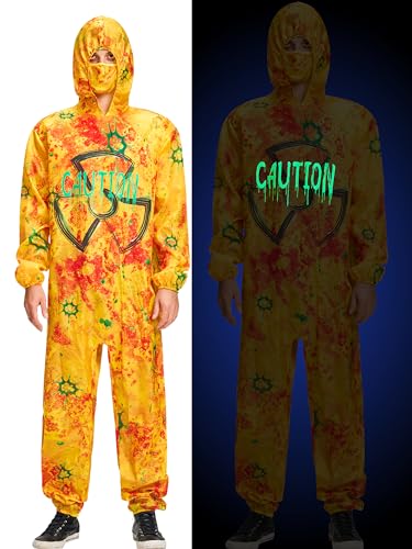 IKALI Halloween Kostüm Herren, Horror Kontaminierte Zombie Kostüm, Männer Fancy Dress Up Outfit mit Maske L-XL von IKALI