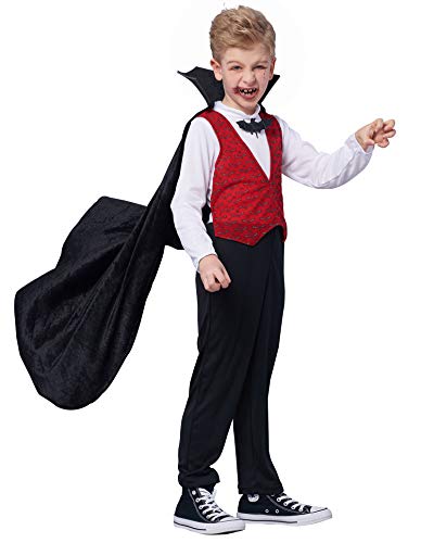 IKALI Jungen Vampir Kostüm, Kinder Halloween Dracula Kap Verkleidung Outfits, 116 EU(4-6 Jahre) von IKALI