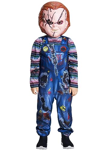 IKALI Kinder Halloween Killer Puppe Kostüm Jungen Mädchen Chucky Fancy Dress Up Outfits Scary Kostüm mit Maske 7-8Jahre von IKALI