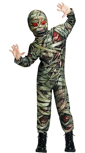 IKALI Kinder Mumie Zombie Kostüm Jungen Mädchen Halloween schaurig Pharao Ägypter Outfit für Fancy Dress Up Party 3-4Jahre von IKALI